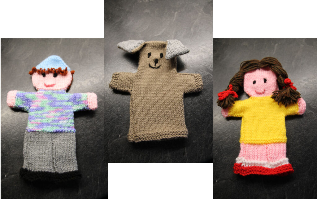 knitted hand puppets