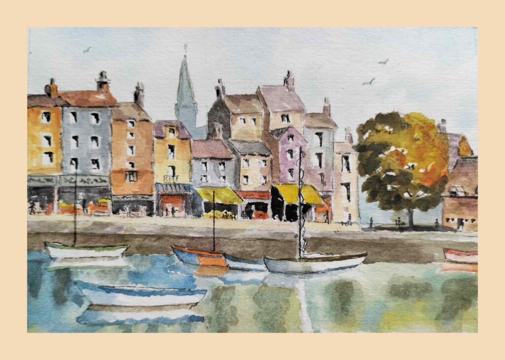 Dordogne with boats and waterfront houses