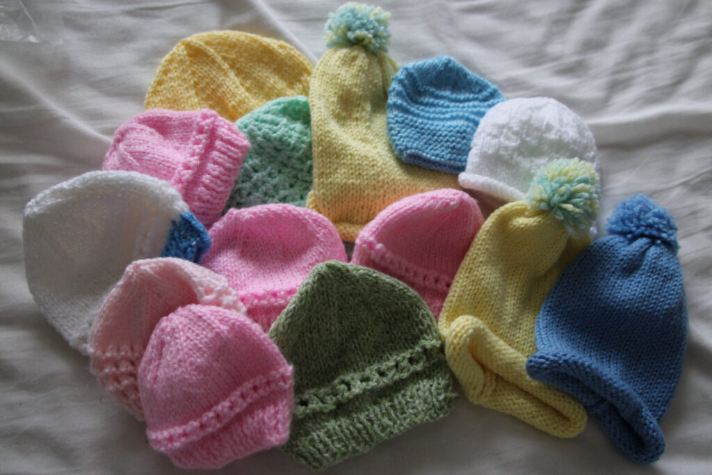 knitted baby hats