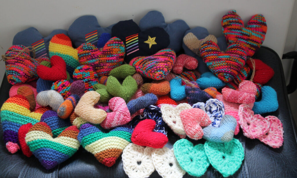 knitted and crocheted hearts